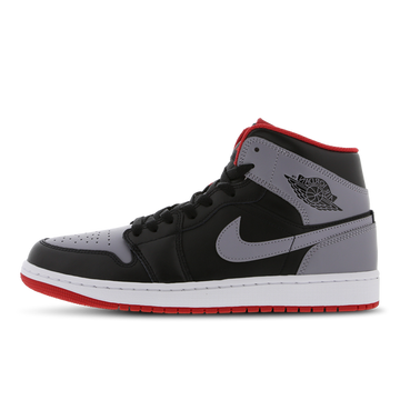 Jordan 1 Mid Black-Cement Grey-Fire Red