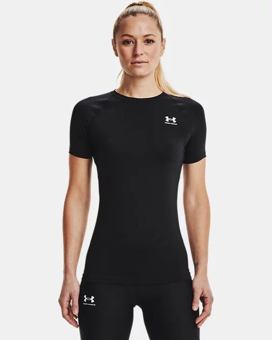Women's HeatGear® Compression shirt with short sleeves - Black/White