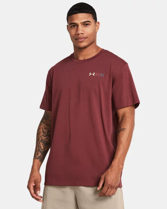 Men's shirt UA Heavyweight Left Chest Logo Repeat with short sleeves - Cinna Red / Silt