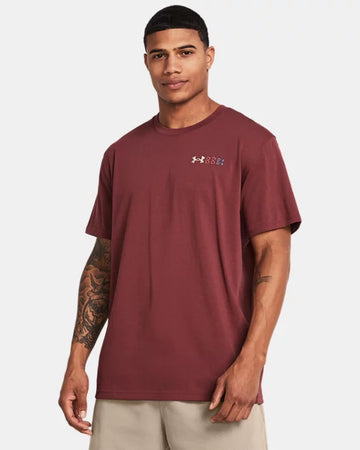 Men's shirt UA Heavyweight Left Chest Logo Repeat with short sleeves - Cinna Red / Silt