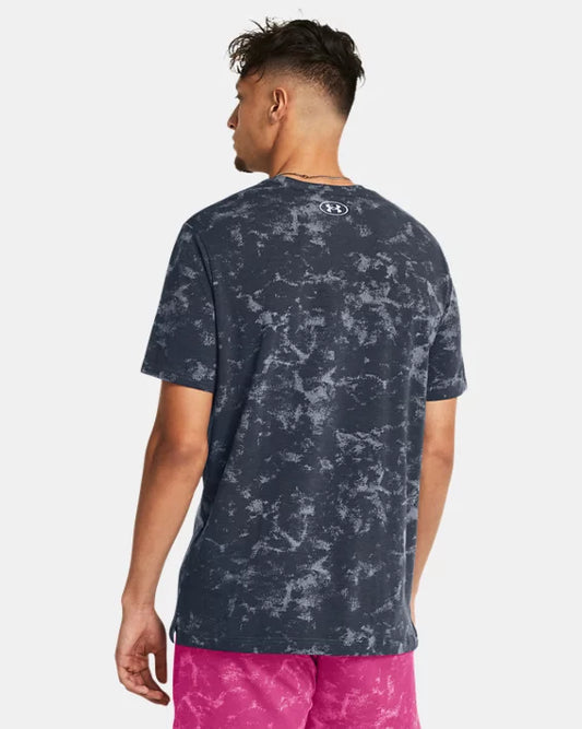 Men's shirt Project Rock TC Printed Graphic with short sleeves - Downpour Gray / Nova Orange