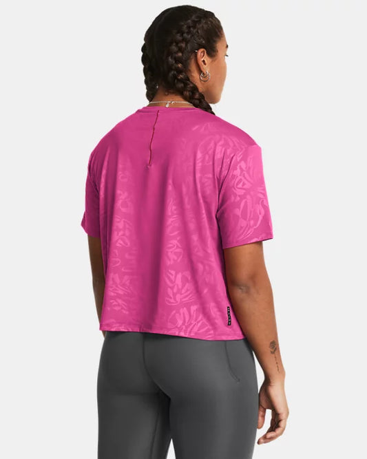 Women's UA Vanish Energy Emboss Crop shirt with short sleeves - Astro Pink/Black
