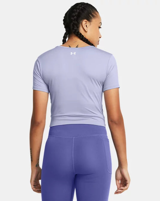 Women's UA Motion Crossover Crop shirt with short sleeves - Celeste/White
