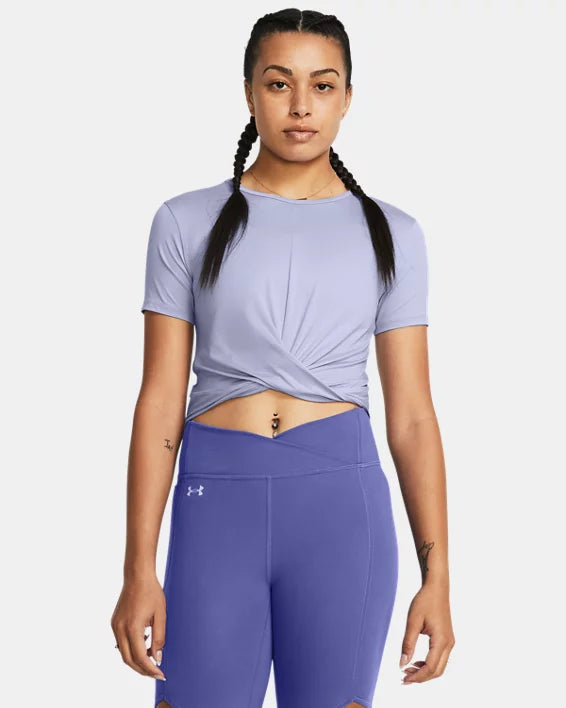 Women's UA Motion Crossover Crop shirt with short sleeves - Celeste/White