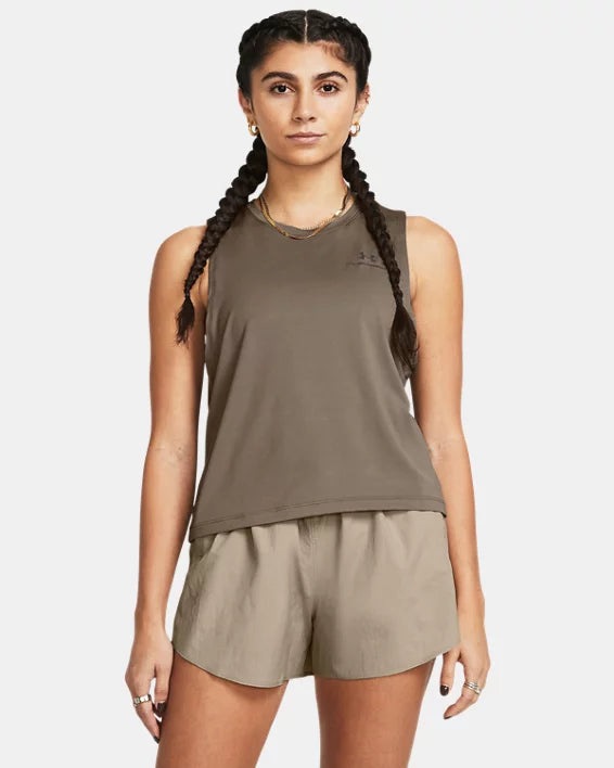 Women's tank top UA Vanish Energy Crop - Taupe Dusk / Blac