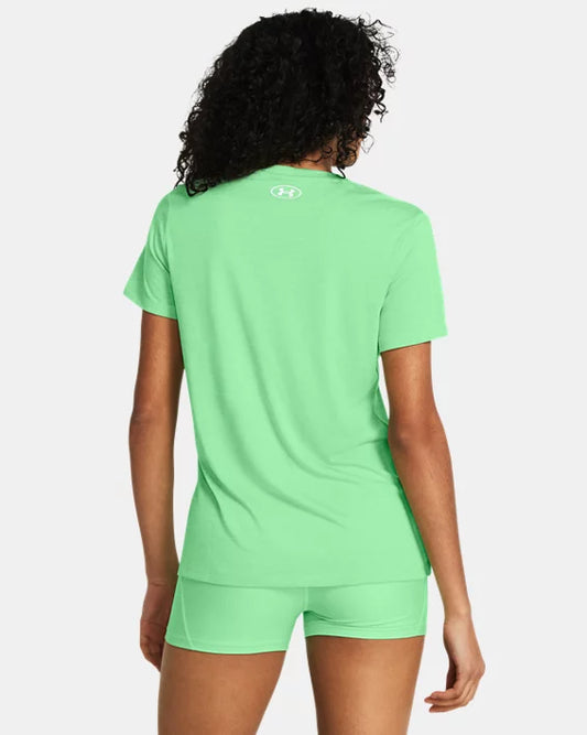 Women's UA Tech™ Twist V-Neck shirt with short sleeves - Matrix Green / White